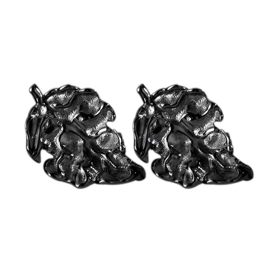 Schwarze Ohrstecker mit verdorbenem Blattmuster E1170