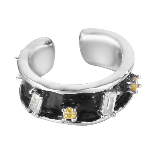 Schwarzer Emaille-CZ-Ohrring E1140, 1 Stück