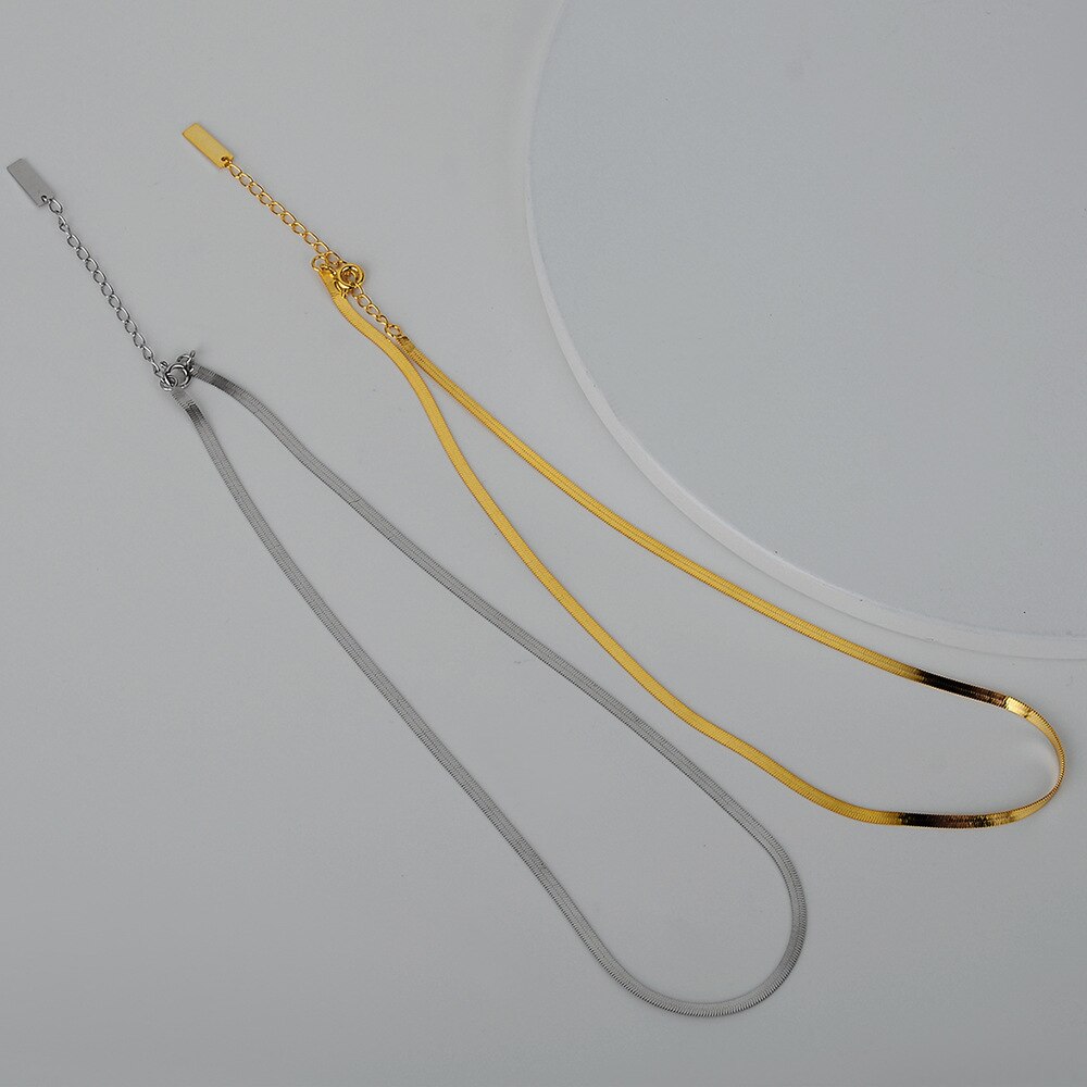 Flache Schlangenkettenhalskette N1020