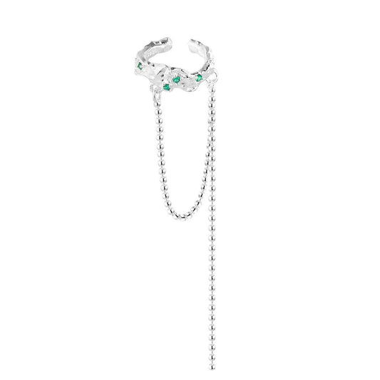 Grüner Zirkonia-Ohrring mit langer Kette E1130, 1 Stück