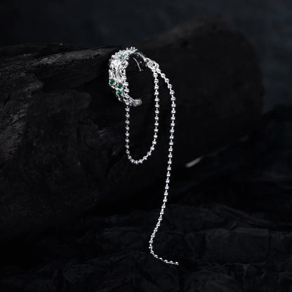 Grüner Zirkonia-Ohrring mit langer Kette E1130, 1 Stück