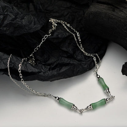 Grüne Jade Bambus Knoten Halskette N1046