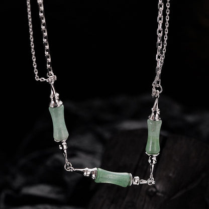Grüne Jade Bambus Knoten Halskette N1046