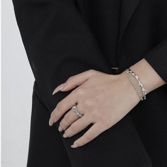 Jade Perlen Unregelmäßiger Armreif B1008