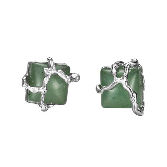 Jade-Rindenelement-Ohrring E1157