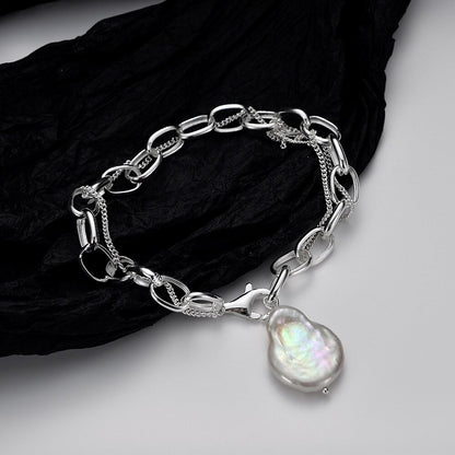 Armband mit barocken Perlen und Kabelgliedern B1025