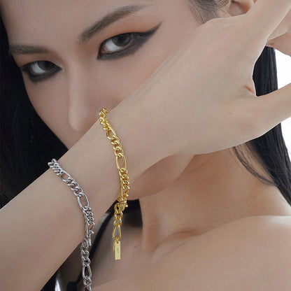 Statement-Armband mit Figaro-Kette B1043