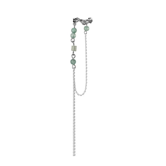 Jadeperlen Lange Kette Ohrmanschette E1116, 1 Stück