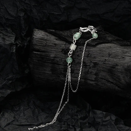 Jadeperlen Lange Kette Ohrmanschette E1116, 1 Stück