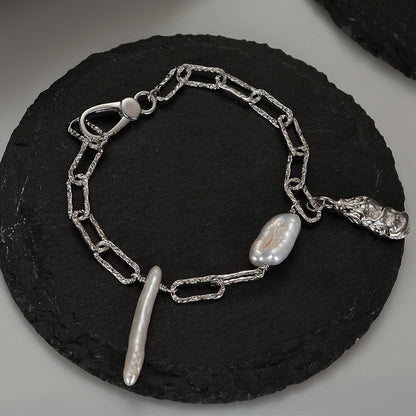 Verlängertes Kettenarmband mit Barockperlen B1038