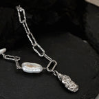 Verlängertes Kettenarmband mit Barockperlen B1038