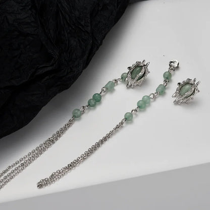 Lange Quaste Jade Ohrstecker E1131