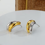 Zweifarbige Huggie-Ohrringe E1141
