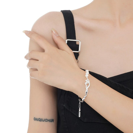 Rumpled Band Barock Perlen Armband B1046