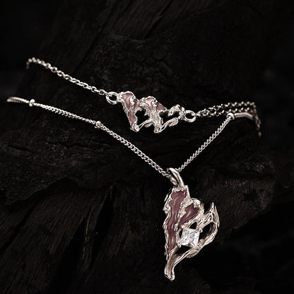 Geknülltes Herz Rosa Emaille Armband B1003