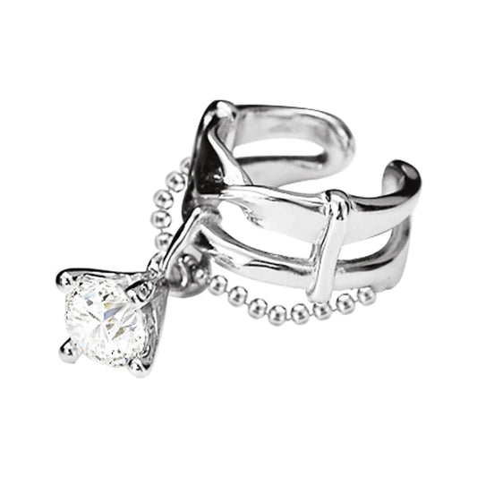Solitär-Ohrmanschette mit Zirkonia-Kette E1156, 1 Stück