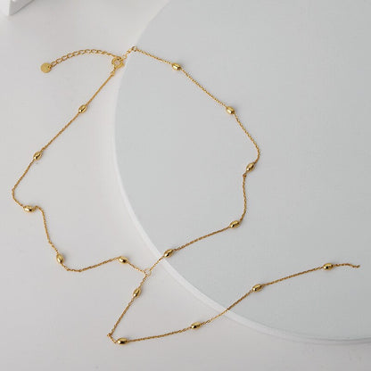 Perlenkette mit Kabelkette N1049