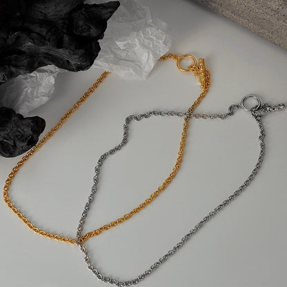 Halskette mit T-Steg und Kabelkette N1019