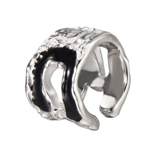 Schwarzer Emaille-Ohrring E1185, 1 Stück