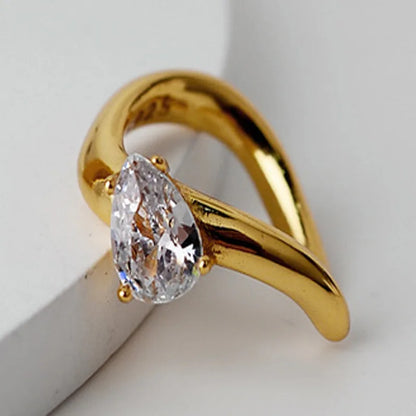 Solitär-Ohrring mit gewelltem Zirkonia, E1037, 1 Stück