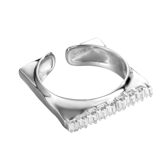 Quadratischer Siegelring mit Zirkonia R1233