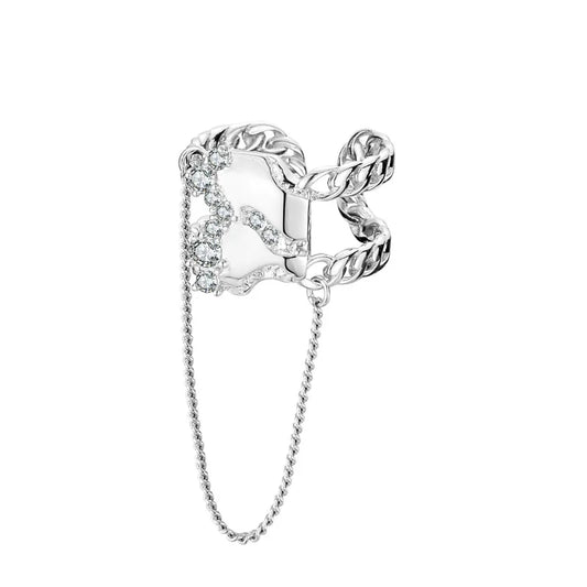 Breiter Ring mit Quastenkette R1202