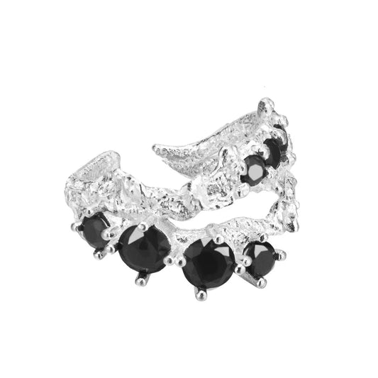 Dicker unregelmäßiger schwarzer CZ-Ring R127