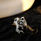 Dicker unregelmäßiger schwarzer CZ-Ring R127