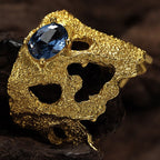 Breite Ringe mit blauem Zirkonmuster R1195