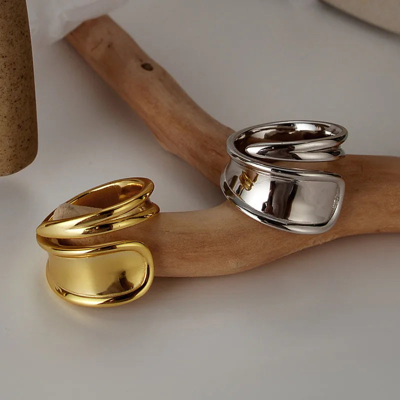 Offener Ring mit grober Rille R1009