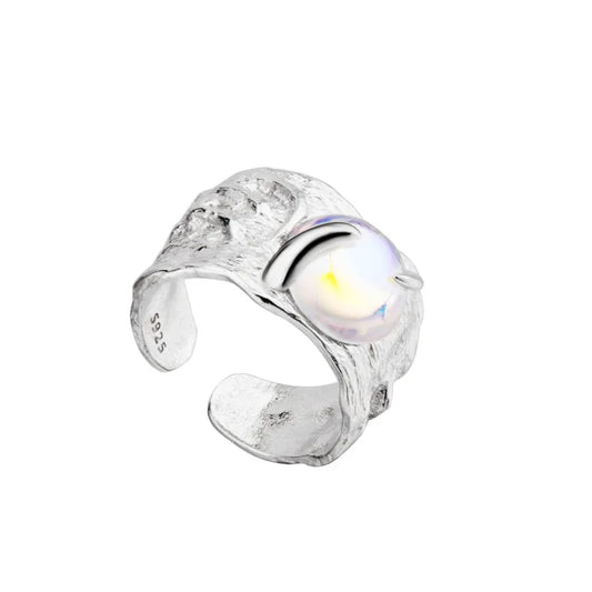 Mondstein-Ring mit klobigem Muster R1214