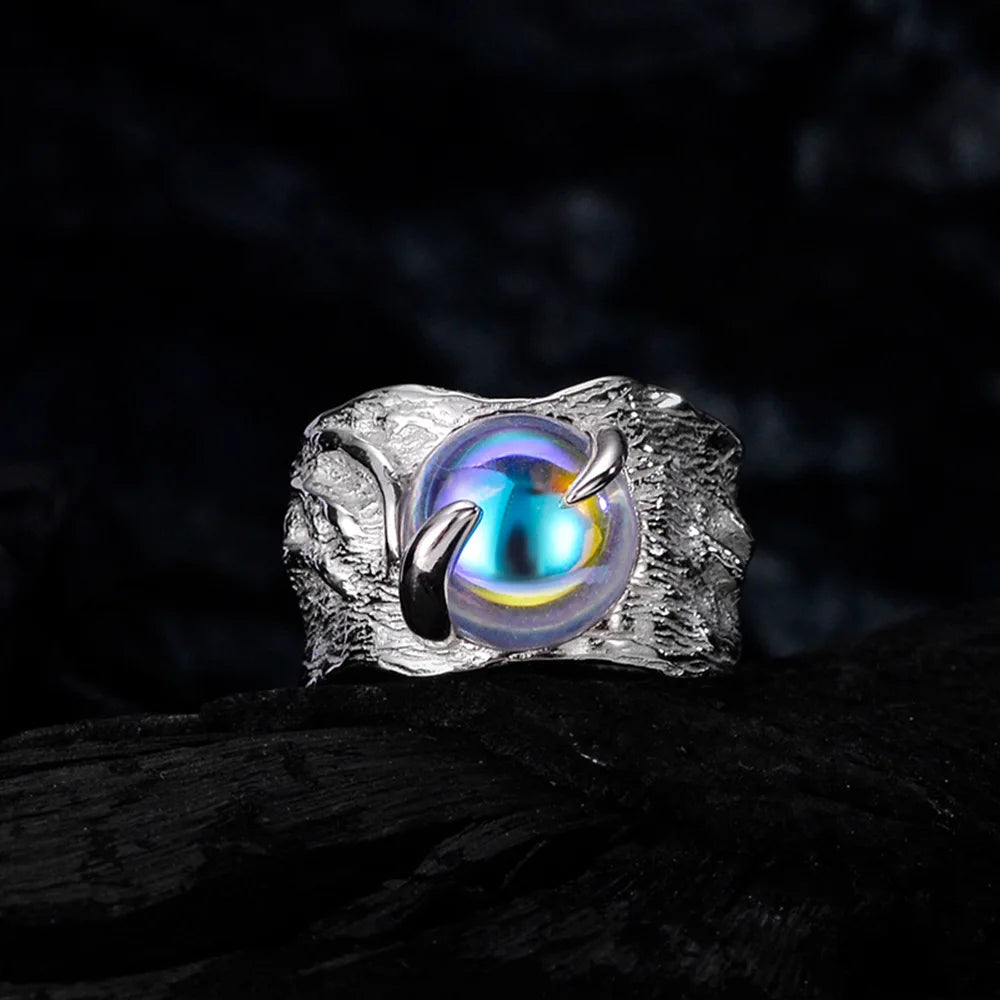 Mondstein-Ring mit klobigem Muster R1214