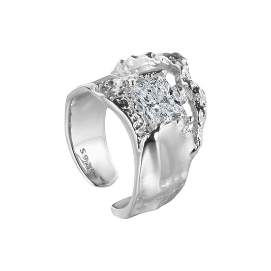 Ring mit quadratischem Stein und Alien-Muster R1198