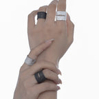 Breiter offener Ring mit Stoffstruktur R1264