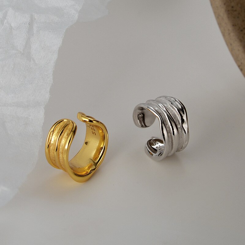 Breite dicke Rillenohrringe E1008 1 Stück