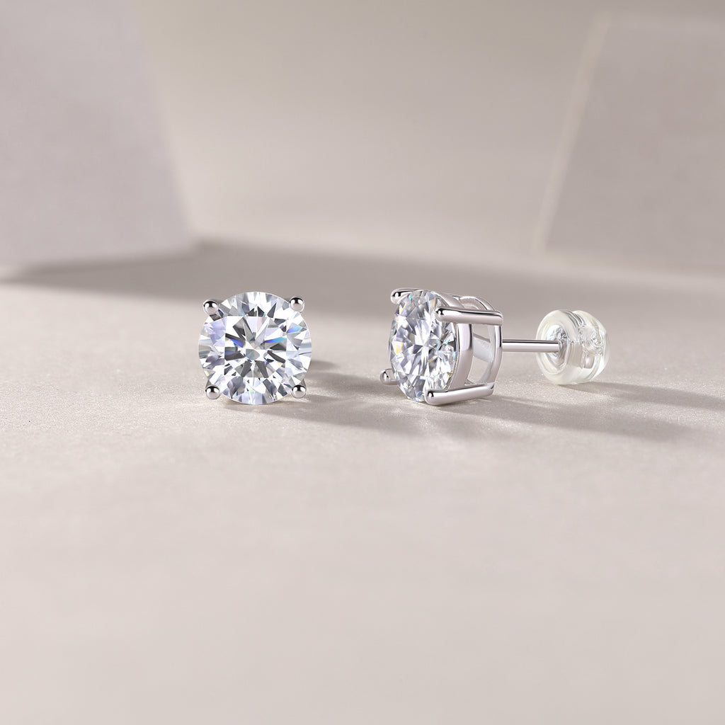 Solitiare Round Moissanite Stud Earrings