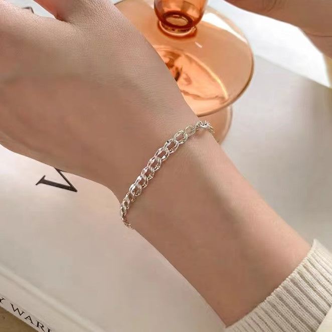 Double Layered Texture Chain Bracelet 4.8mm