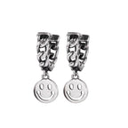 Smiley-Ohrringe mit Ketten-Creolen E1046