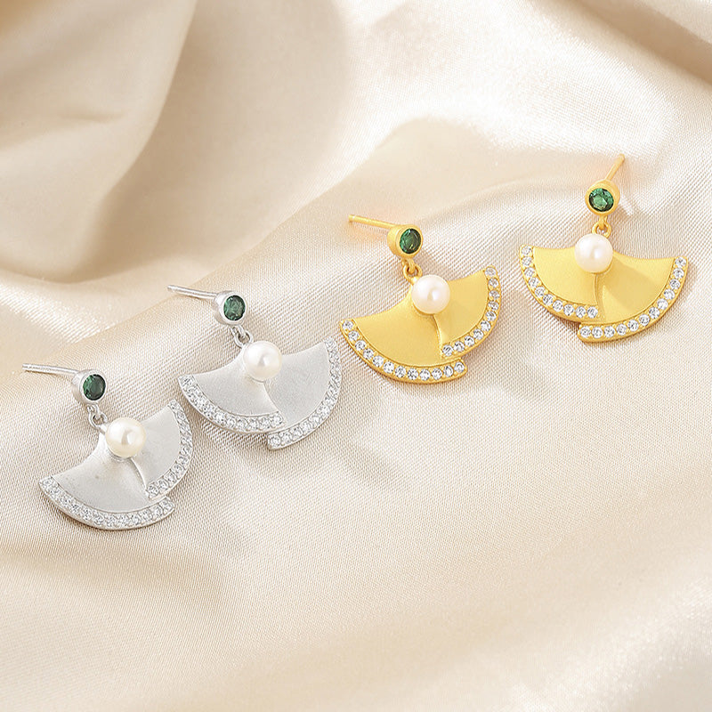 Ginkgo-Blumen-Süßwasserperlen-Ohrringe PE1003