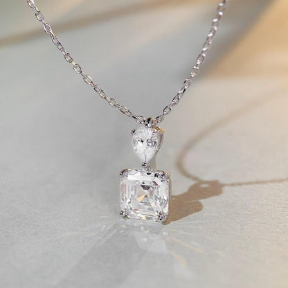 Solitär-Halskette mit 3 Karat Asscher 5a CZ