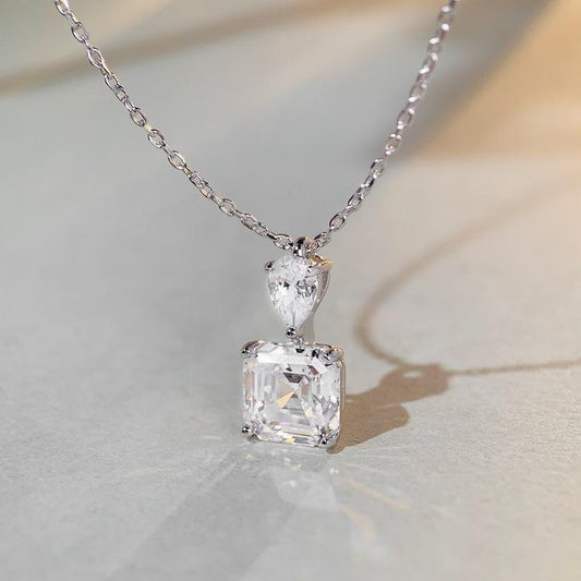 Solitär-Halskette mit 3 Karat Asscher 5a CZ