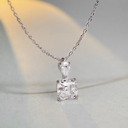 Solitär-Halskette mit 3 Karat Asscher 5a CZ