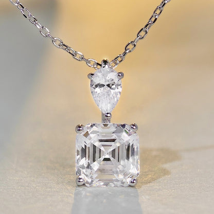 Solitär-Halskette mit 3 Karat Asscher 5a CZ