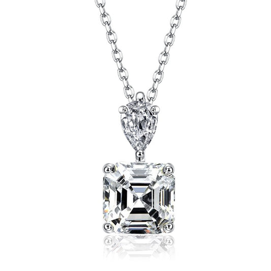 Solitär-Halskette mit 3 Karat Asscher 5a CZ