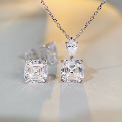 Solitär-Halskette mit 3 Karat Asscher 5a CZ