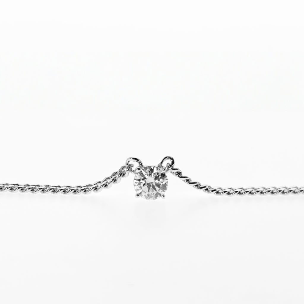 Solitiare Moissanite Curb Chain Necklace