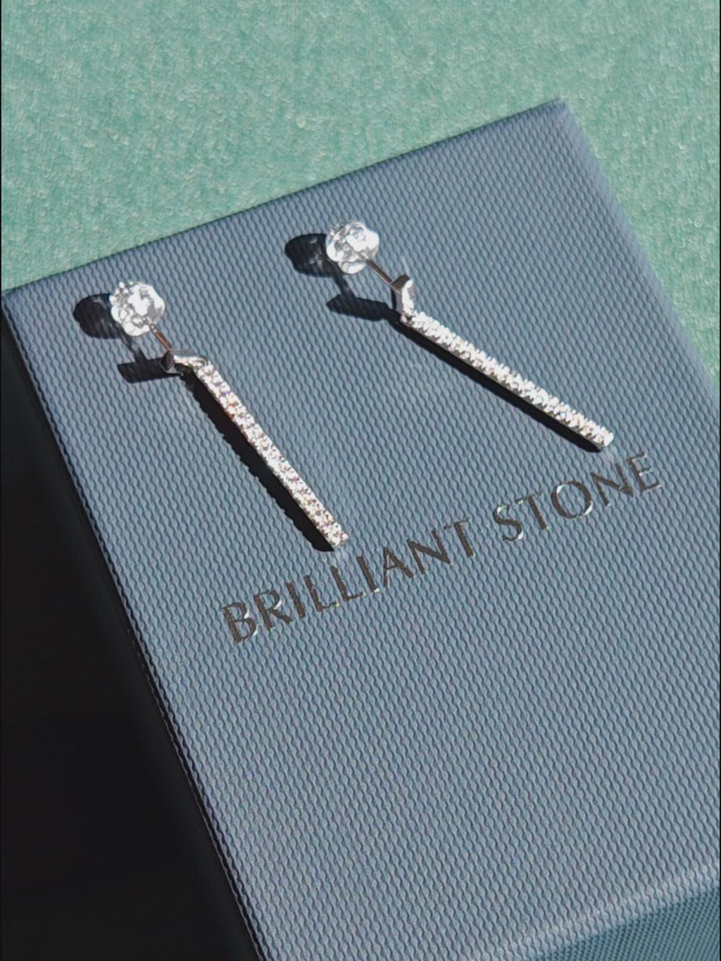 Pave Bar Moissanite Drop Earrings