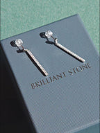Pave Bar Moissanite Drop Earrings
