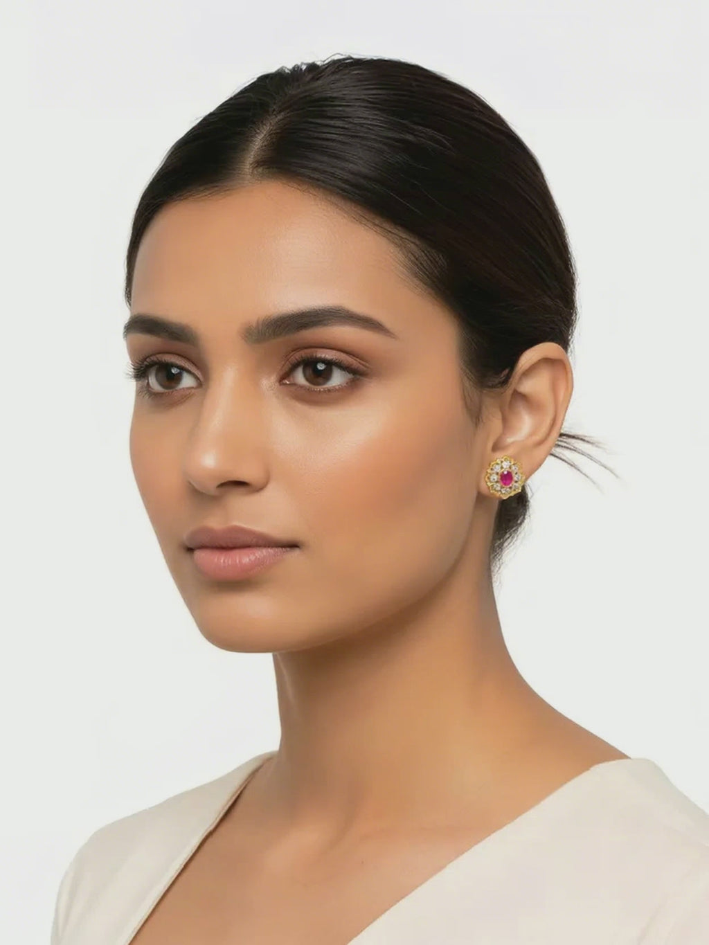 Filigrane Blumen-Solitär-Rubin-Ohrringe 5394