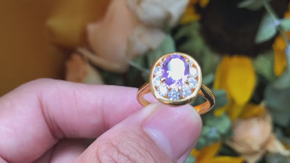 Ovaler Halo-Edelsteinring 6356